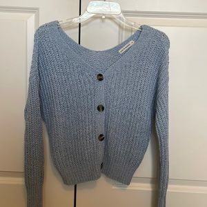 blue cardigan